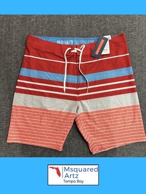 Old Navy California Board Shorts Swim Trunks UPF 40 Stretch Mens 40 NWT